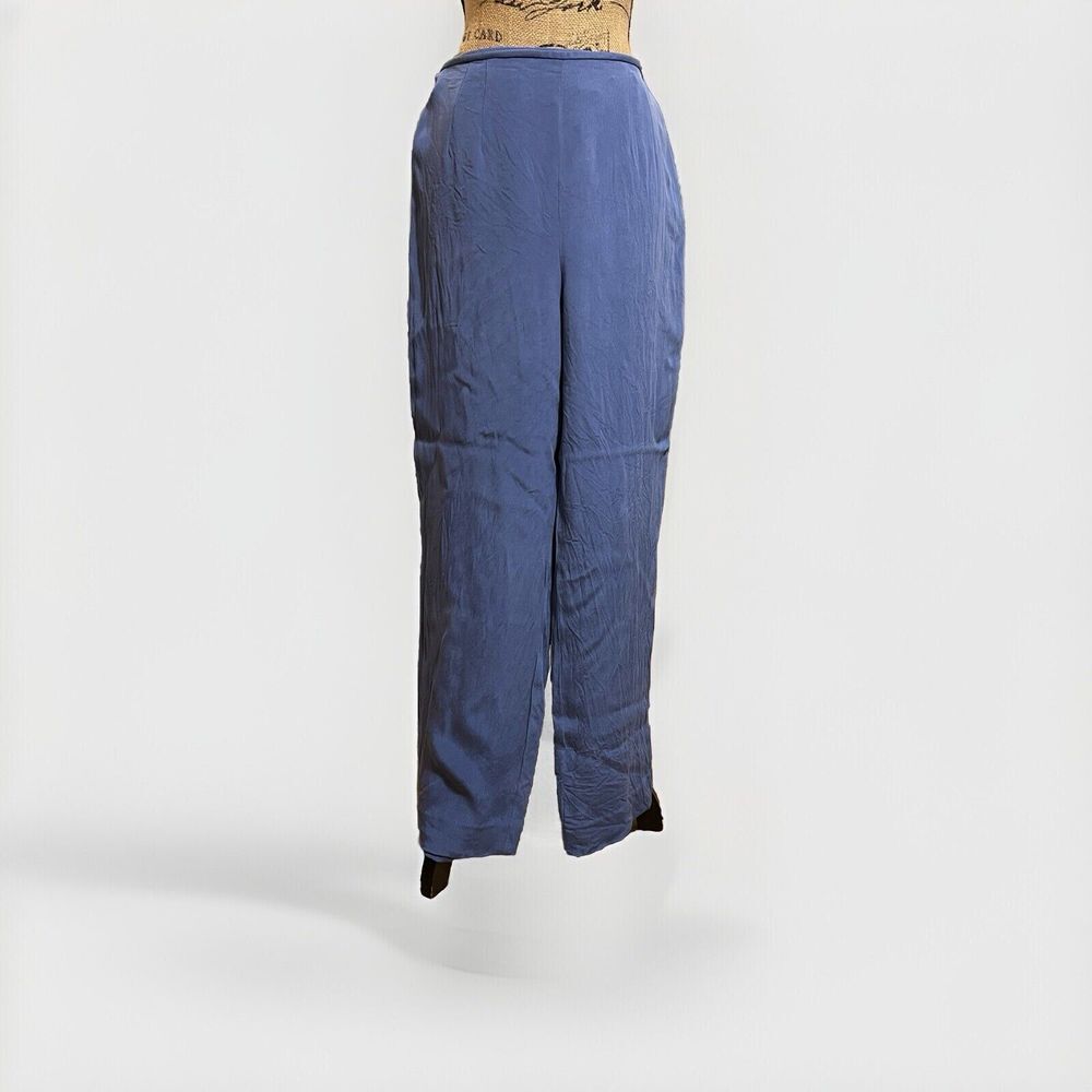 Vintage 90s Y2K Dress Barn 100% silk‎ Straight Wide Leg Trouser Pants Size 12